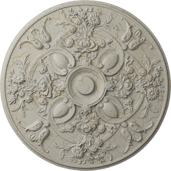 Ekena Millwork Baile Ceiling Medallion (Fits Canopies up to 6"), 31 1/4"OD x 2 1/4"P, Pot of Cream Crackle CM31BAPCC - main